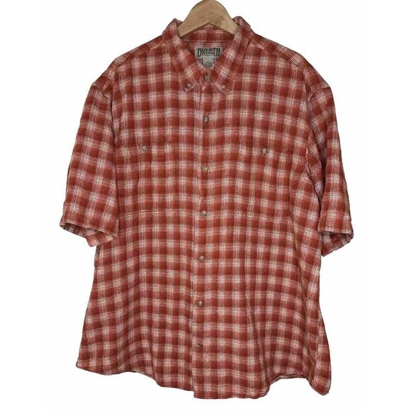 Duluth Trading Co Mens 2XL XXL Red Plaid Button Up Short Sleeve Cotton Utility - Picture 1 of 8